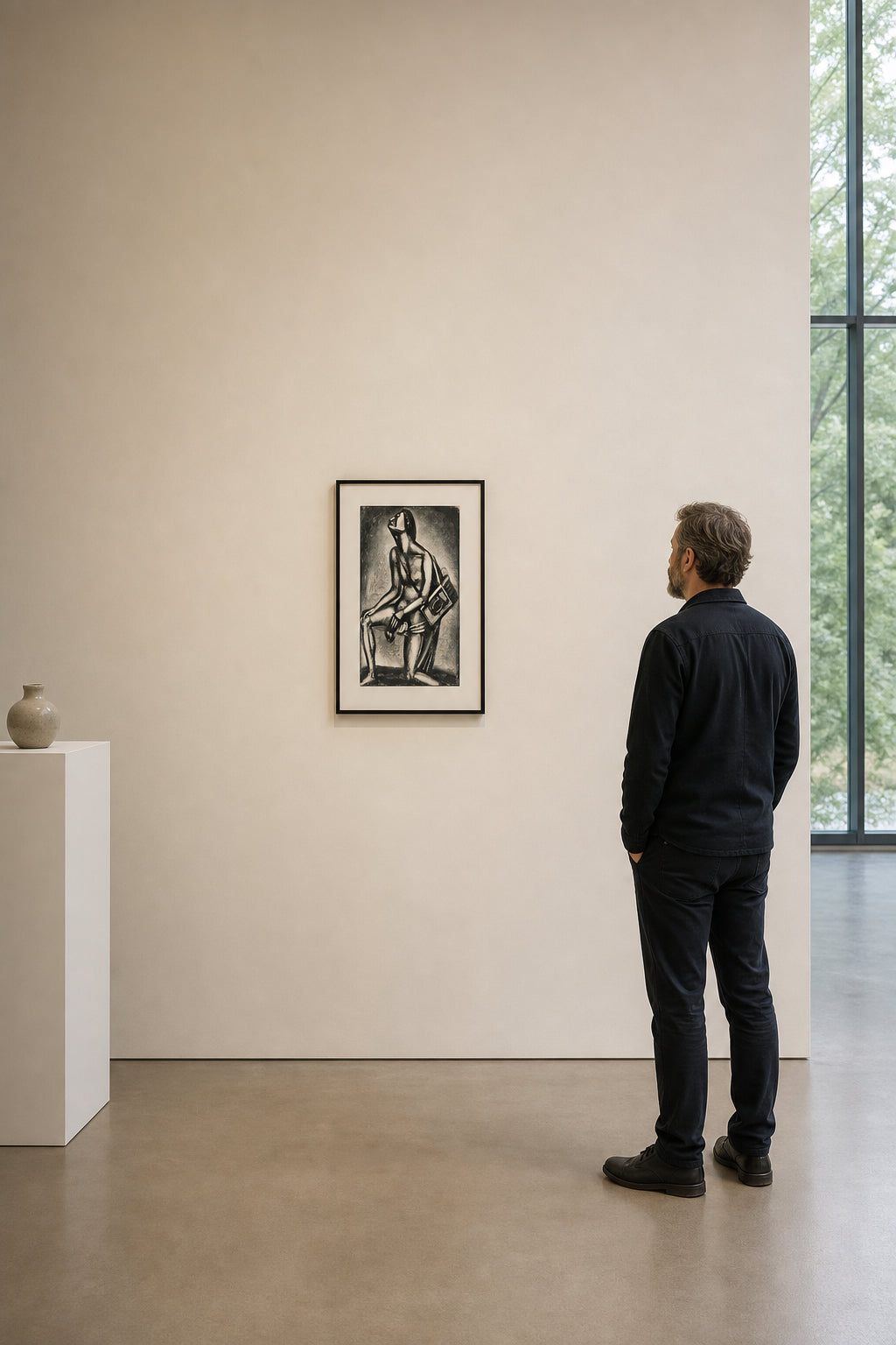 Seated Female Figure with Object - shown to scale