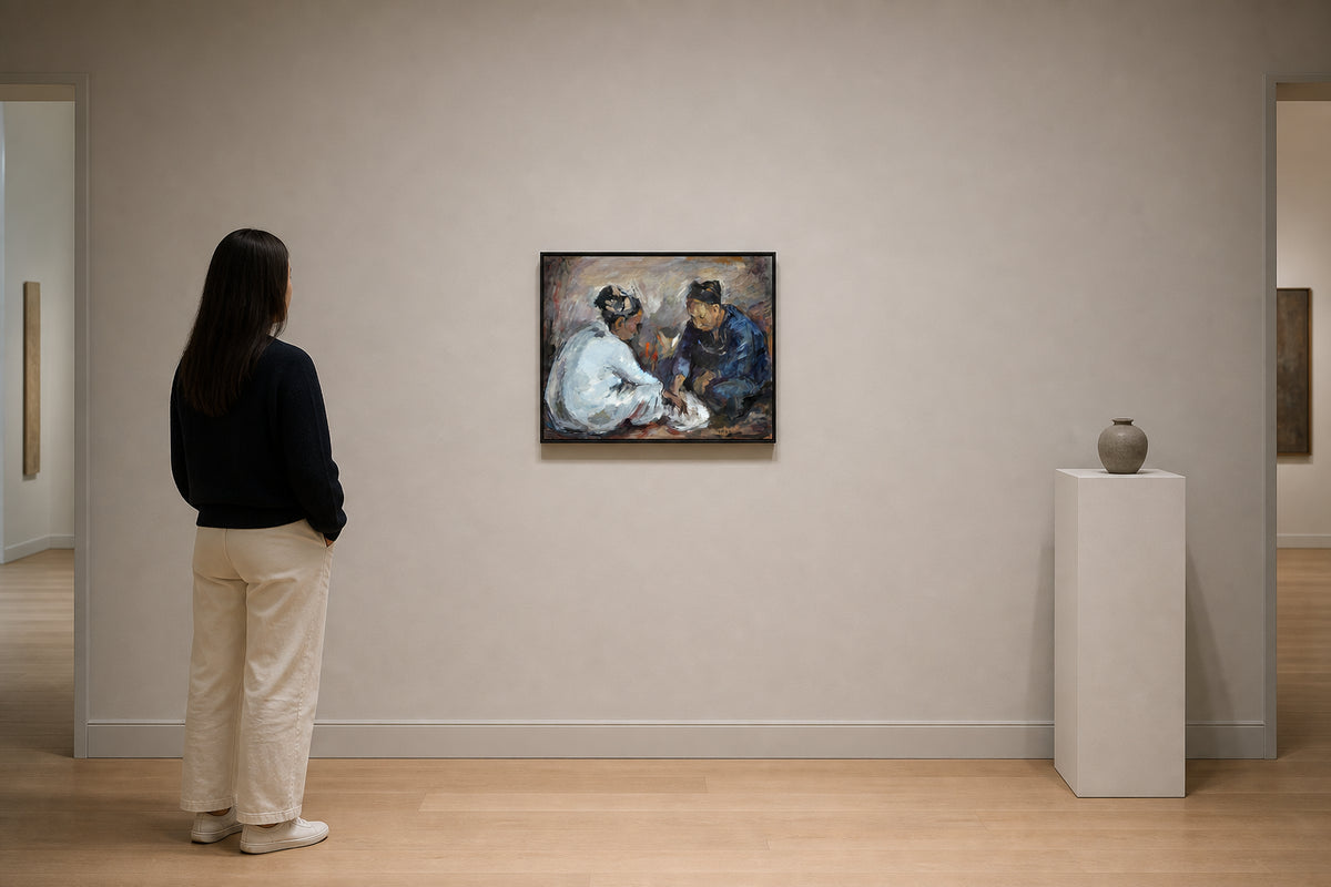 Two Figures Seated Together - shown to scale