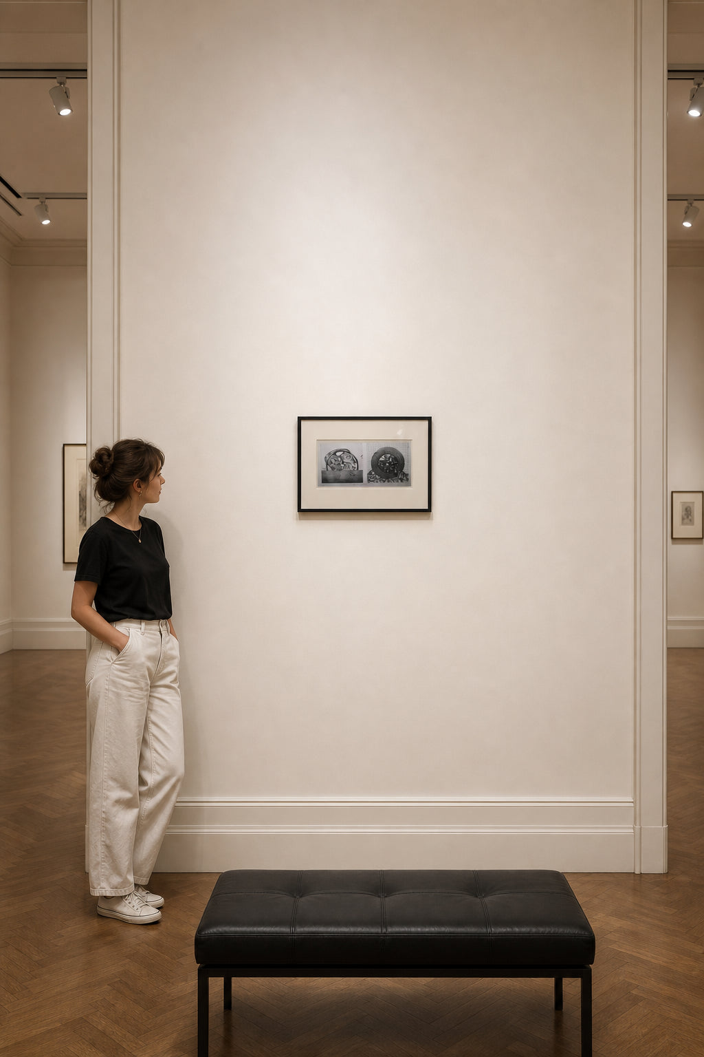 Two Abstract Circular Forms Print - shown to scale