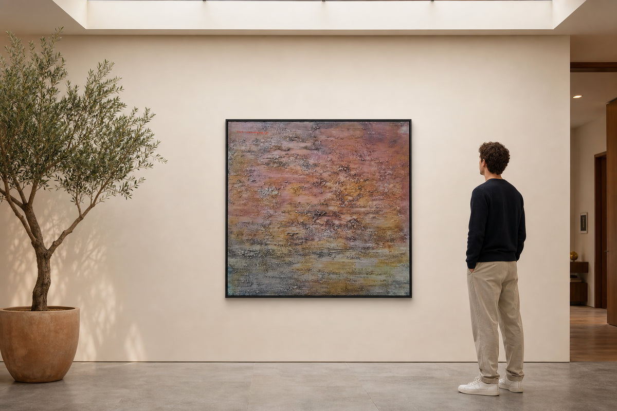 Textured Abstract in Earth Tones - shown to scale
