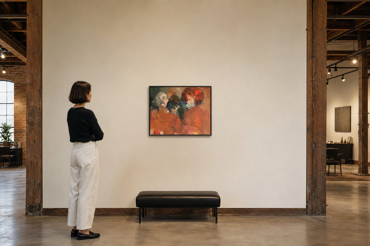 Two Abstract Figures in Warm Tones - shown to scale
