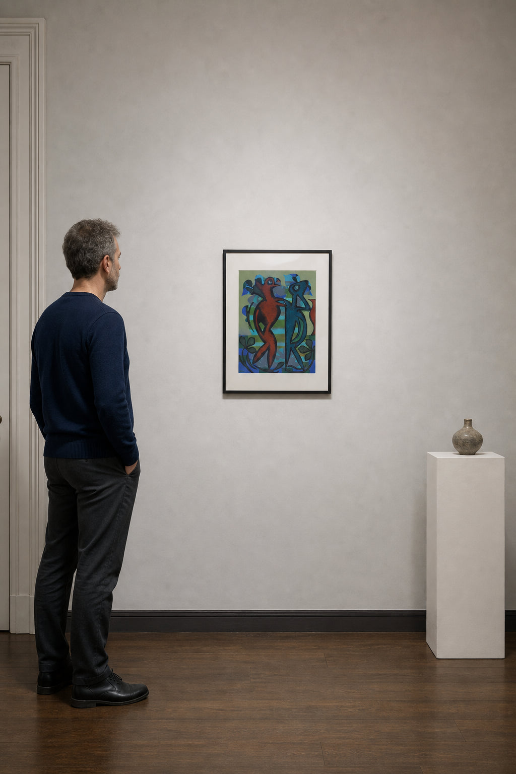 Two Abstract Figures Dancing in Foliage - shown to scale