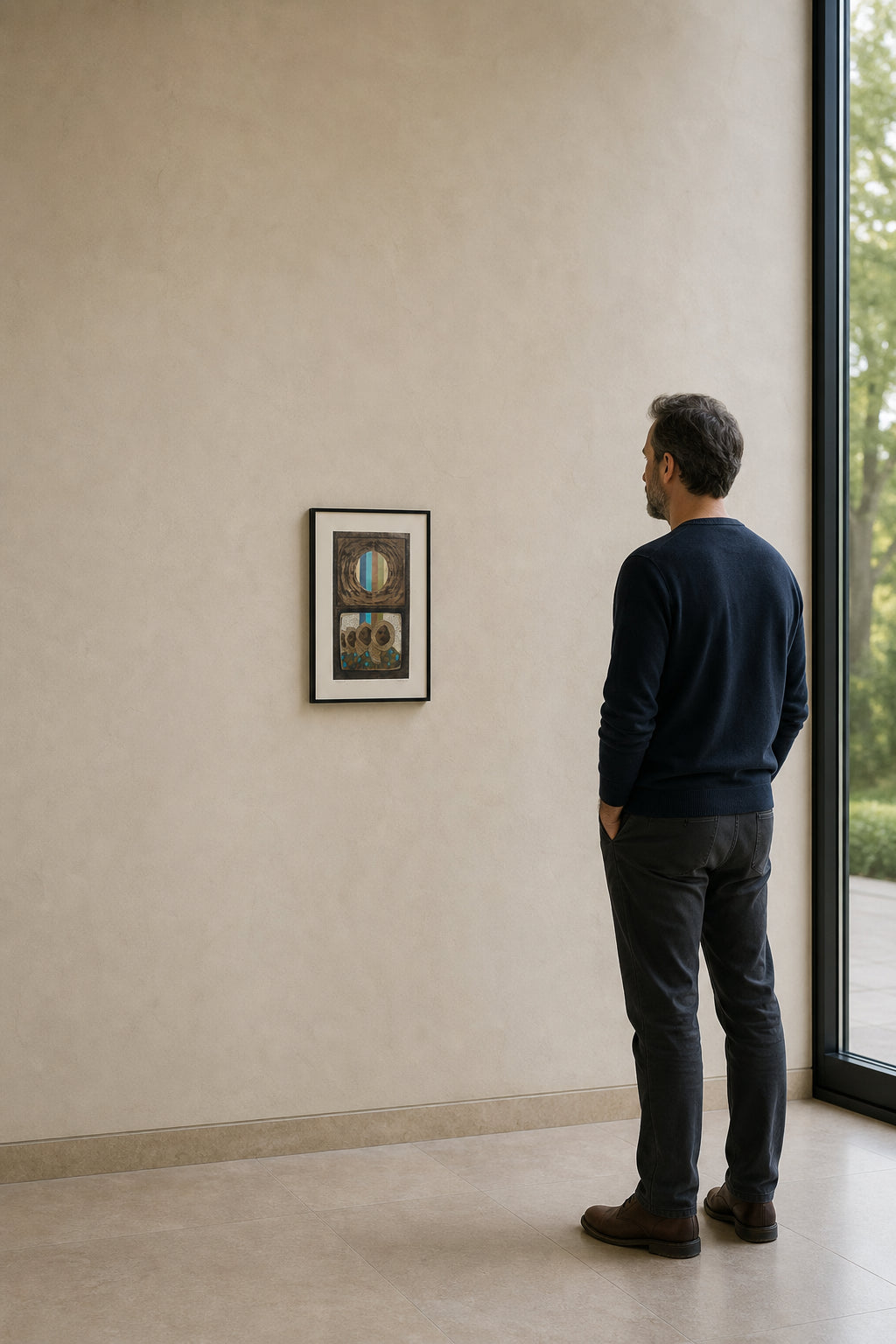 Three Figures with Circular Motif - shown to scale