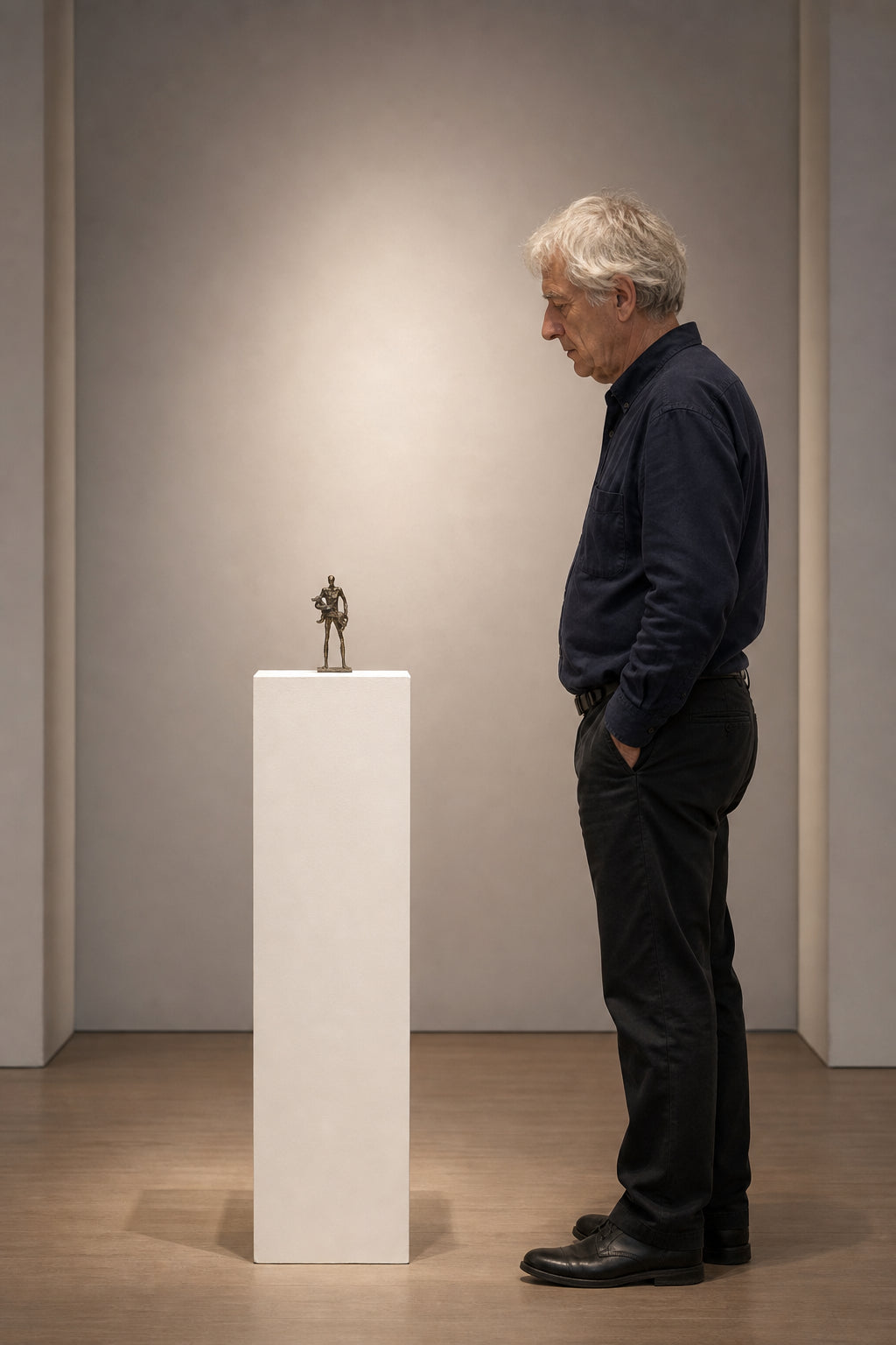 Standing Figure Carrying an Animal - shown to scale