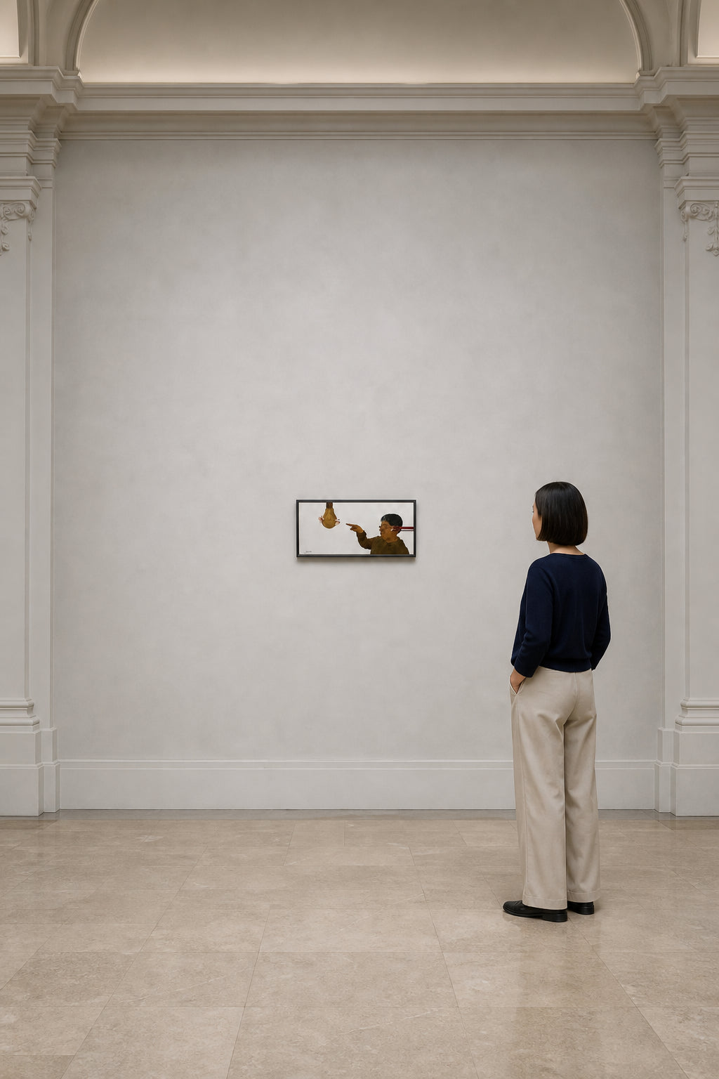 Figure Pointing at Light Bulb - shown to scale