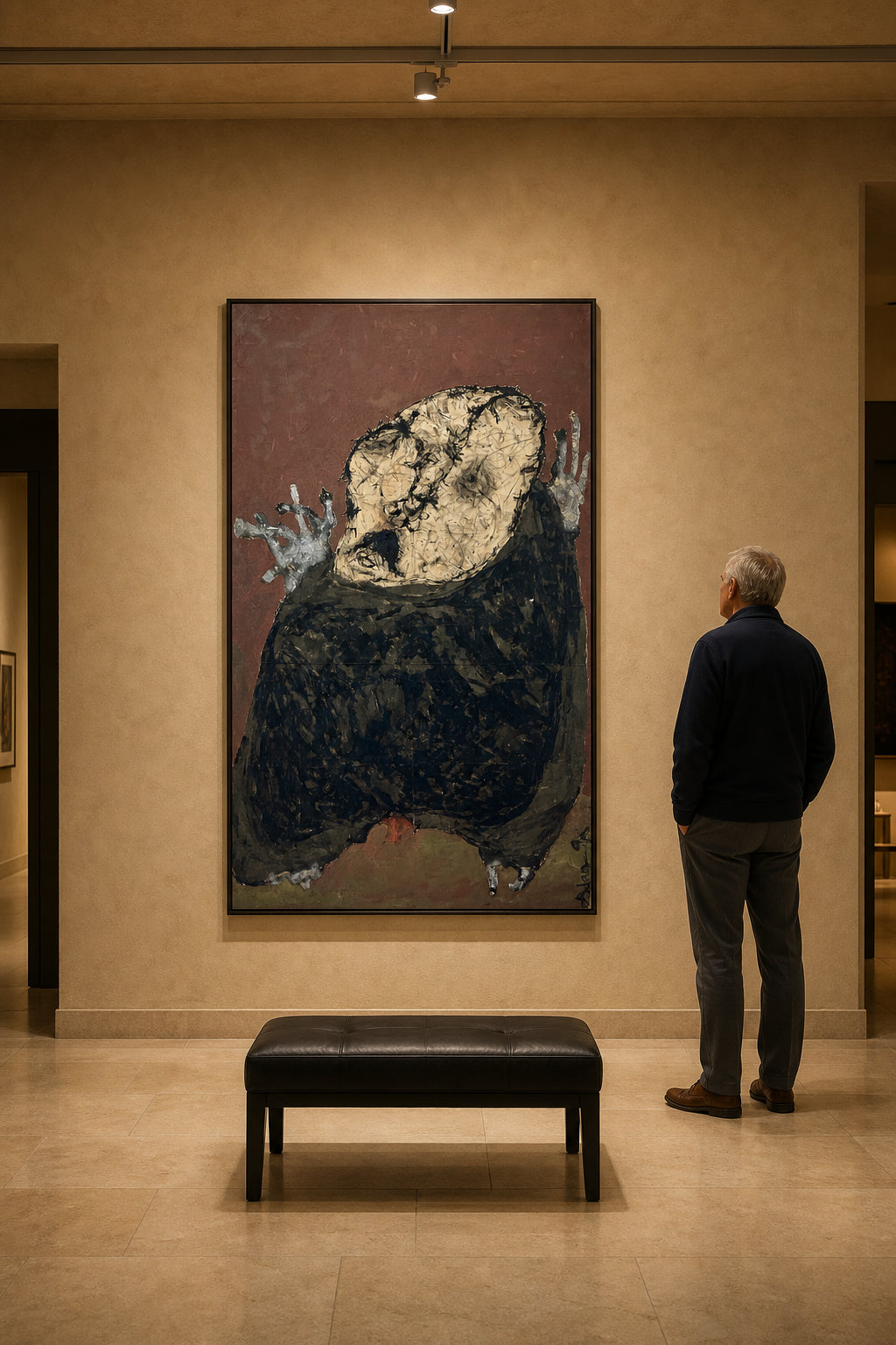 Dark Cloaked Figure with Cracked Face - shown to scale