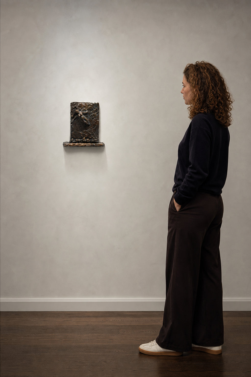 Bronze Relief Sculpture with Human Figures - shown to scale