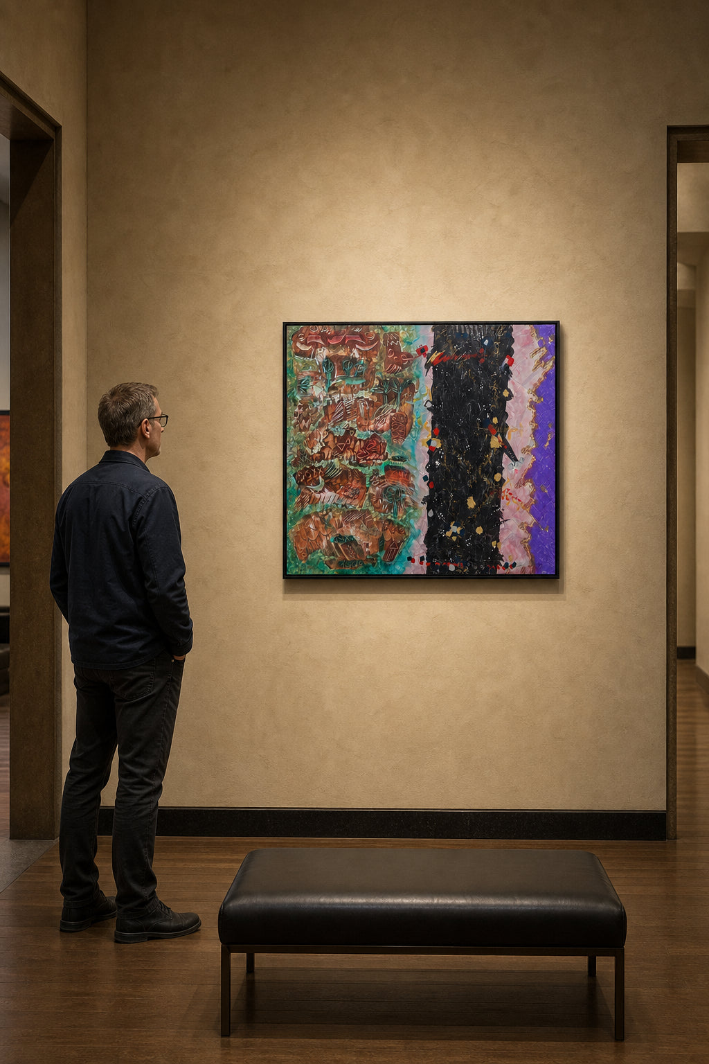 Abstract Forms in Brown Black Purple - shown to scale