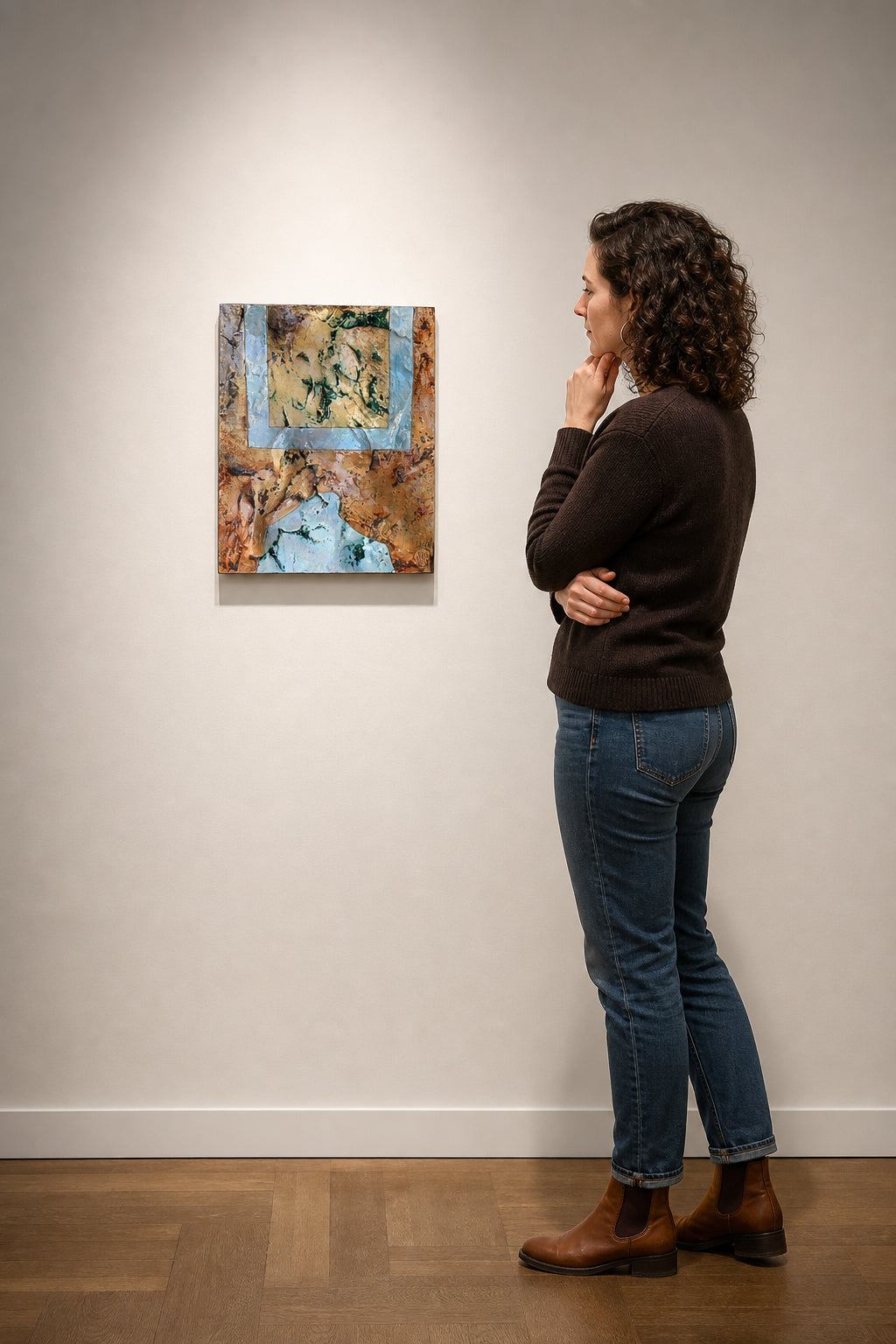 Textured Abstract Ceramic Relief Panel - shown to scale