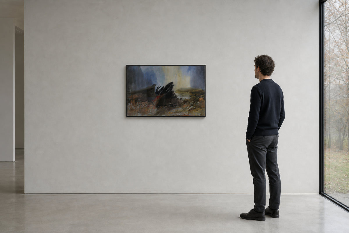 Dark Abstract Ruins with Blue Haze - shown to scale