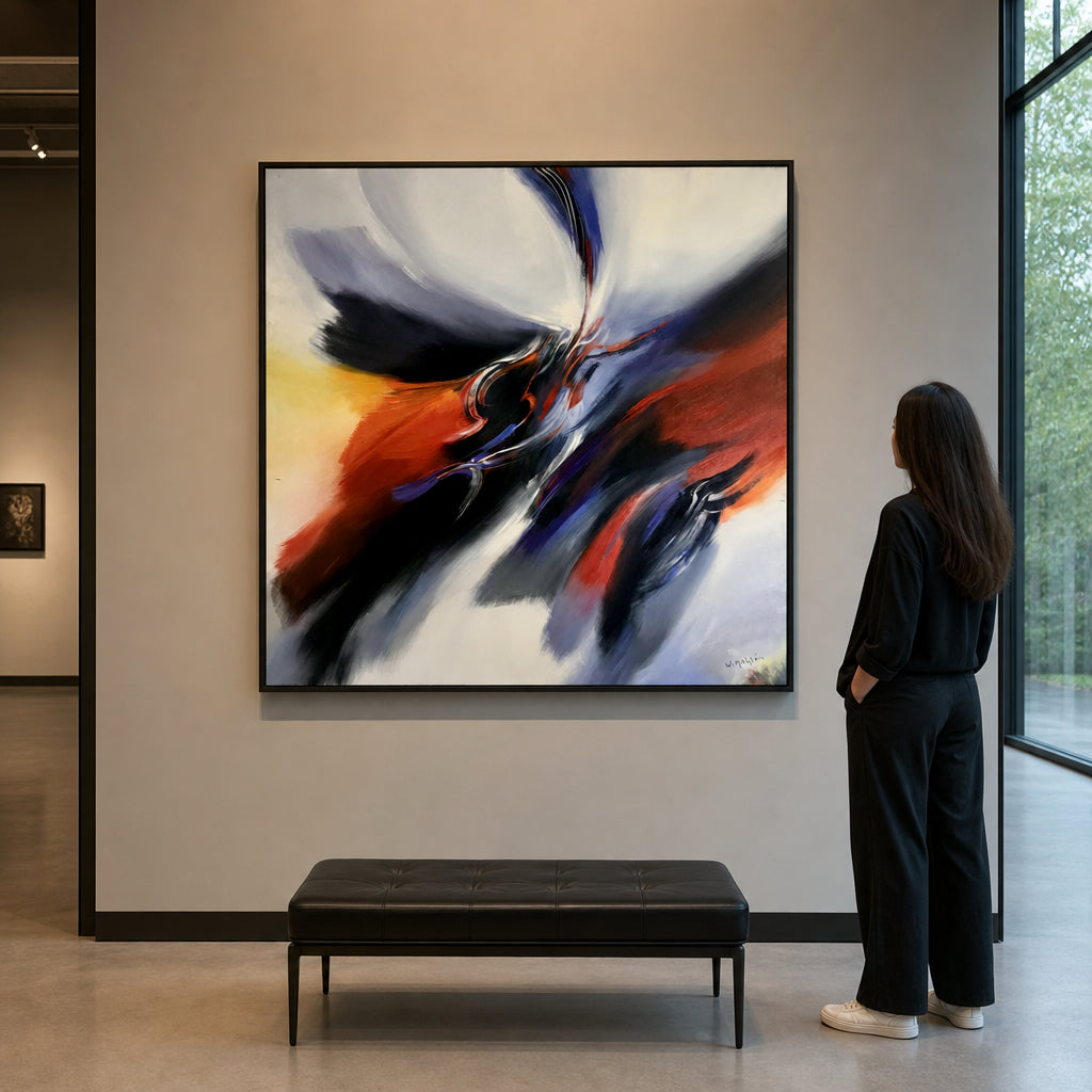 Bold Swirling Abstract Forms in Motion - shown to scale