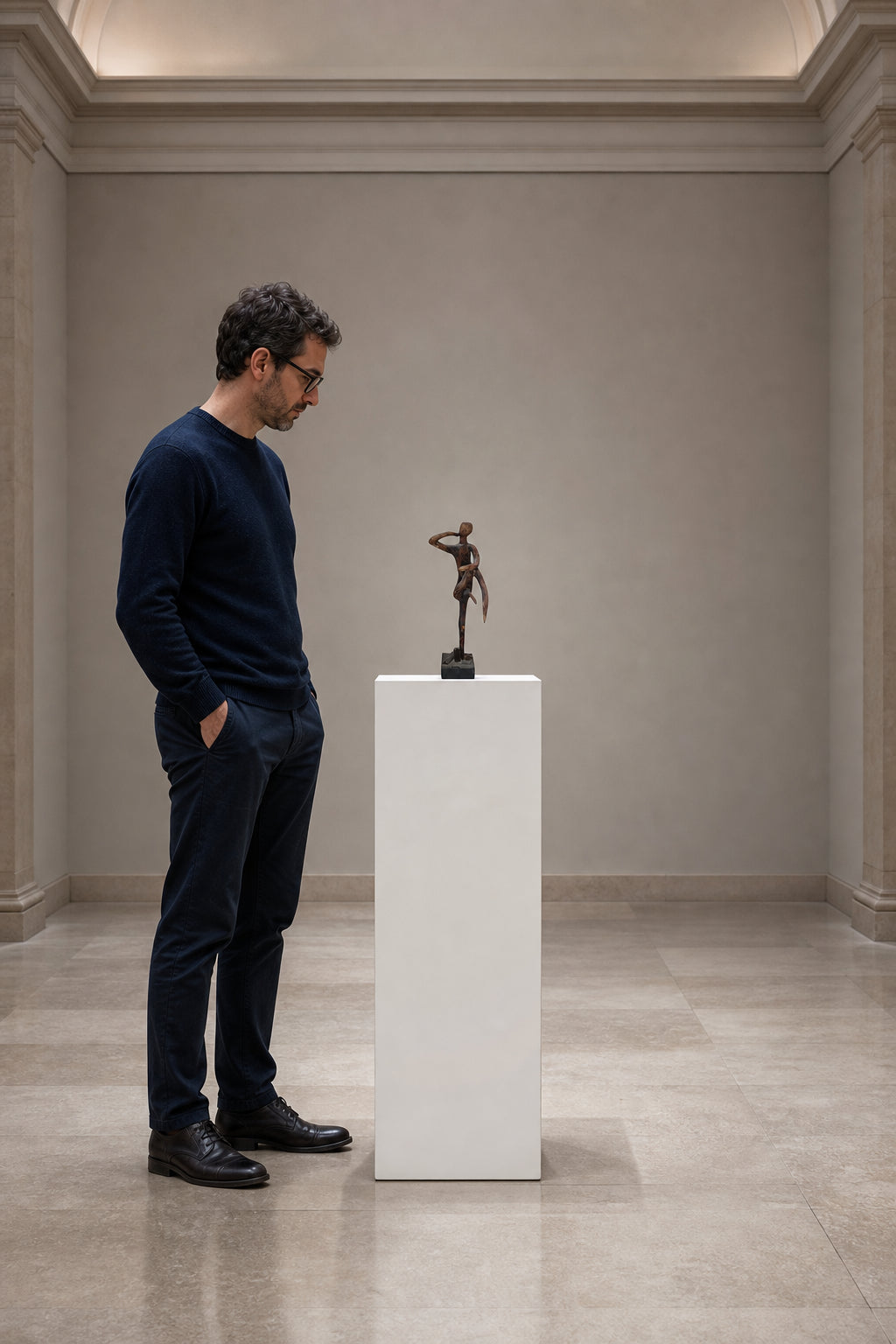 Abstract Human Figure in Motion Sculpture - shown to scale