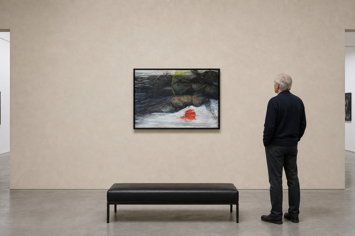 Dark Landscape with Red Orb - shown to scale