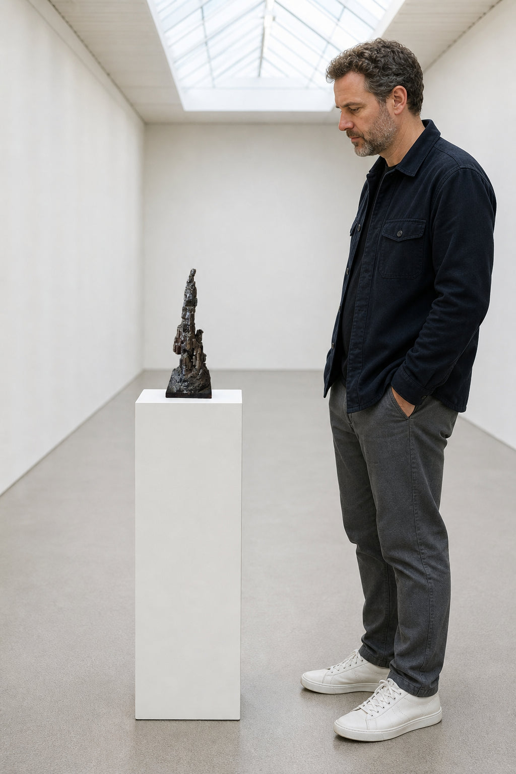 Dark Vertical Rock Formation Sculpture - shown to scale