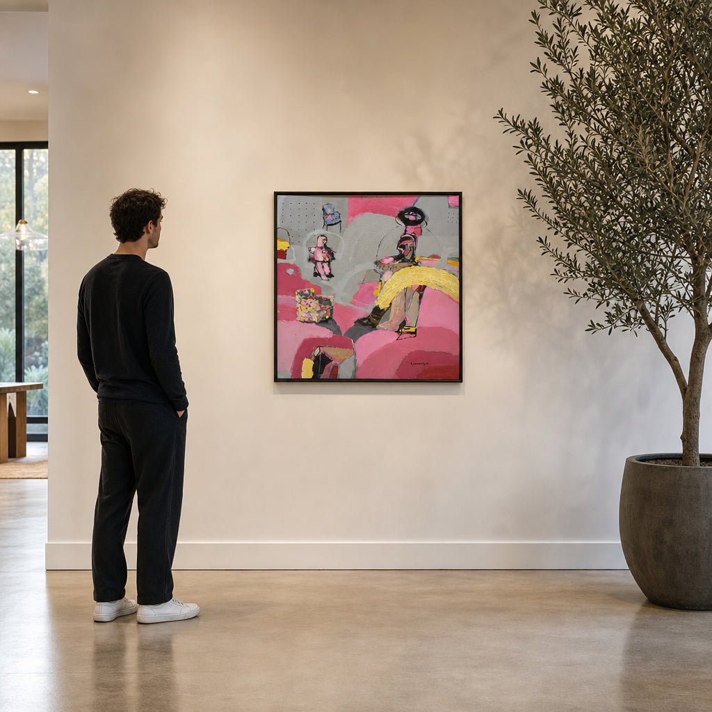 Figures and Chairs in Pink Interior - shown to scale