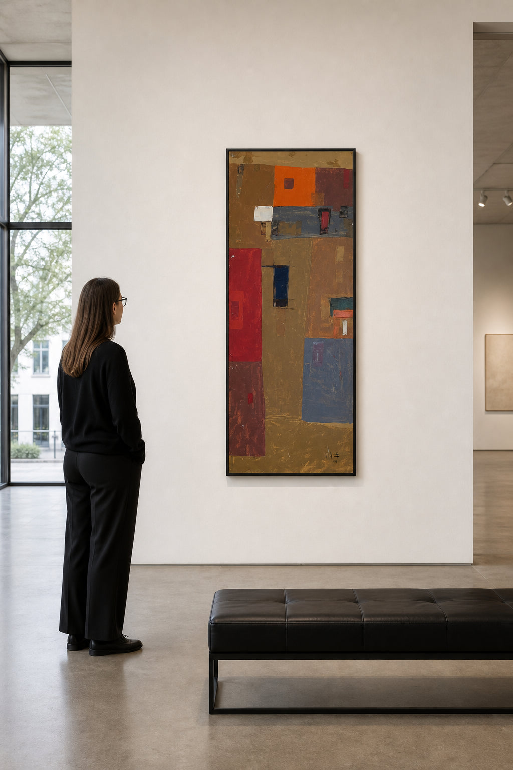 Abstract Geometric Rectangles on Brown - shown to scale