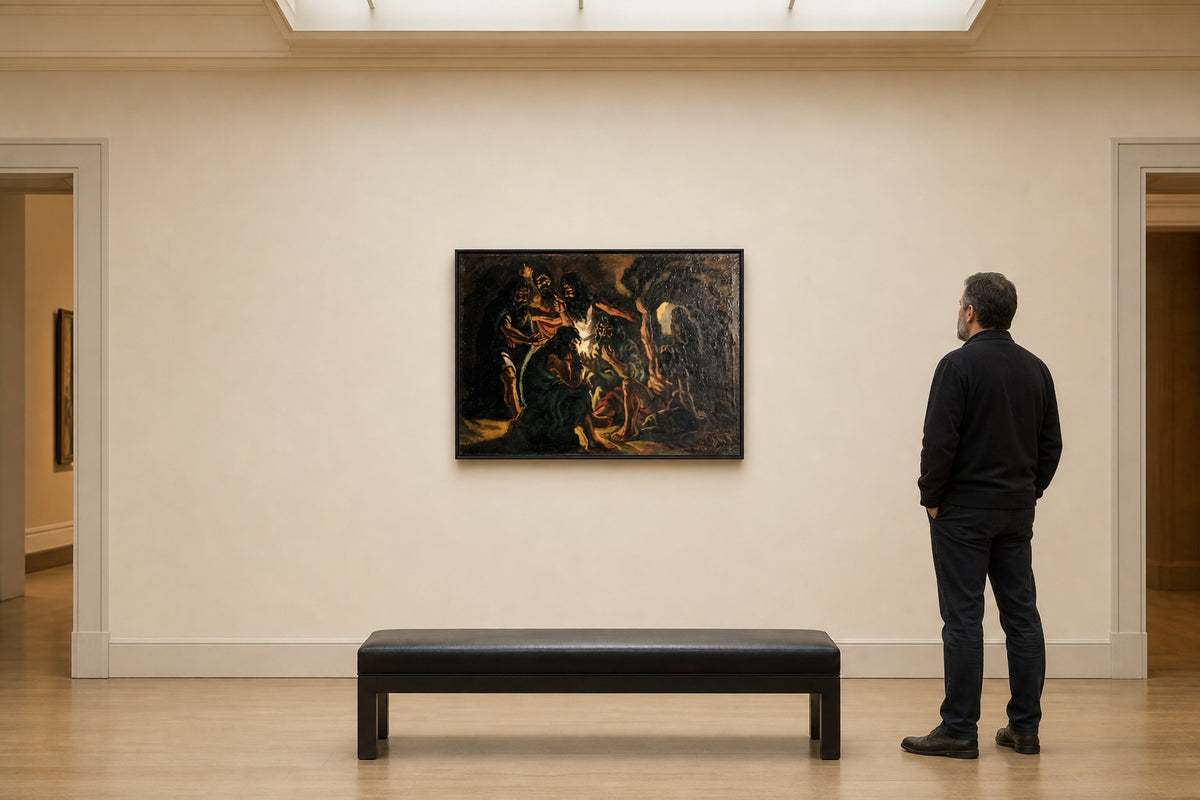 Figures Gathered Around a Flame - shown to scale