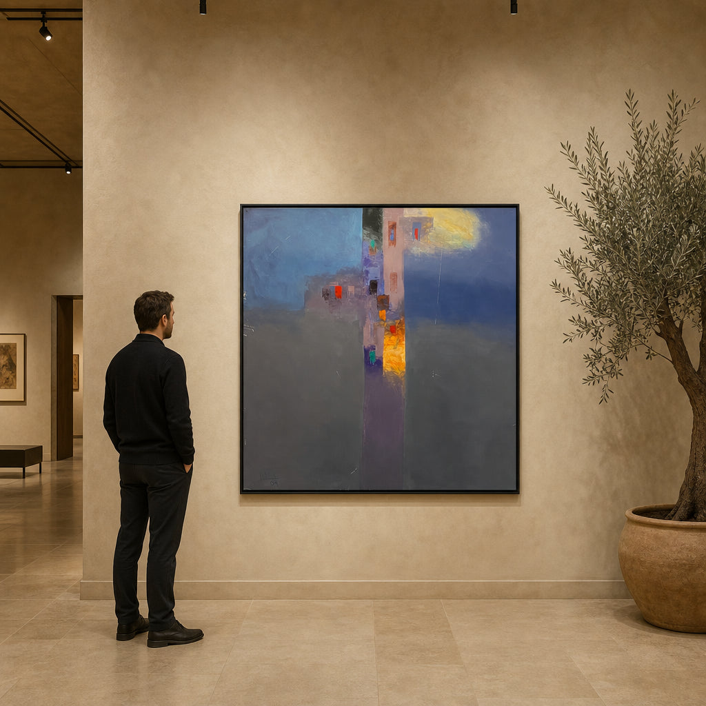 Abstract Tower with Coloured Windows - shown to scale