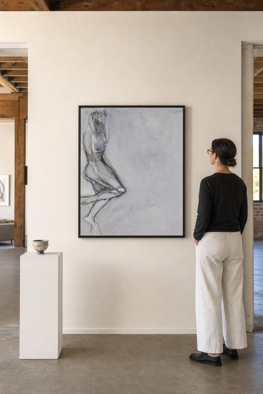 Seated Female Figure Sketch - shown to scale