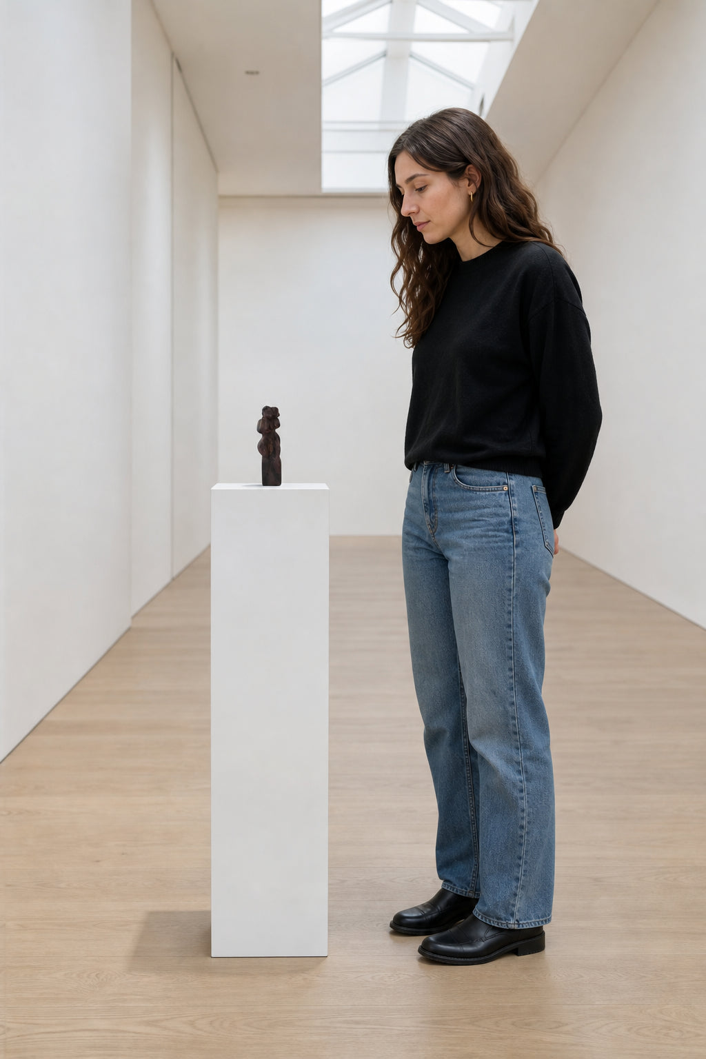 Pregnant Woman Standing Figure Sculpture - shown to scale