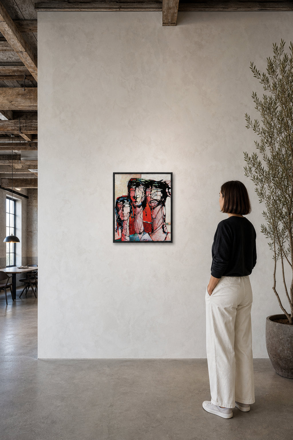 Three Figures with Expressive Lines - shown to scale