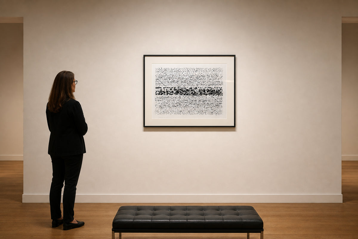 Arabic Calligraphy Script Black White Print - shown to scale