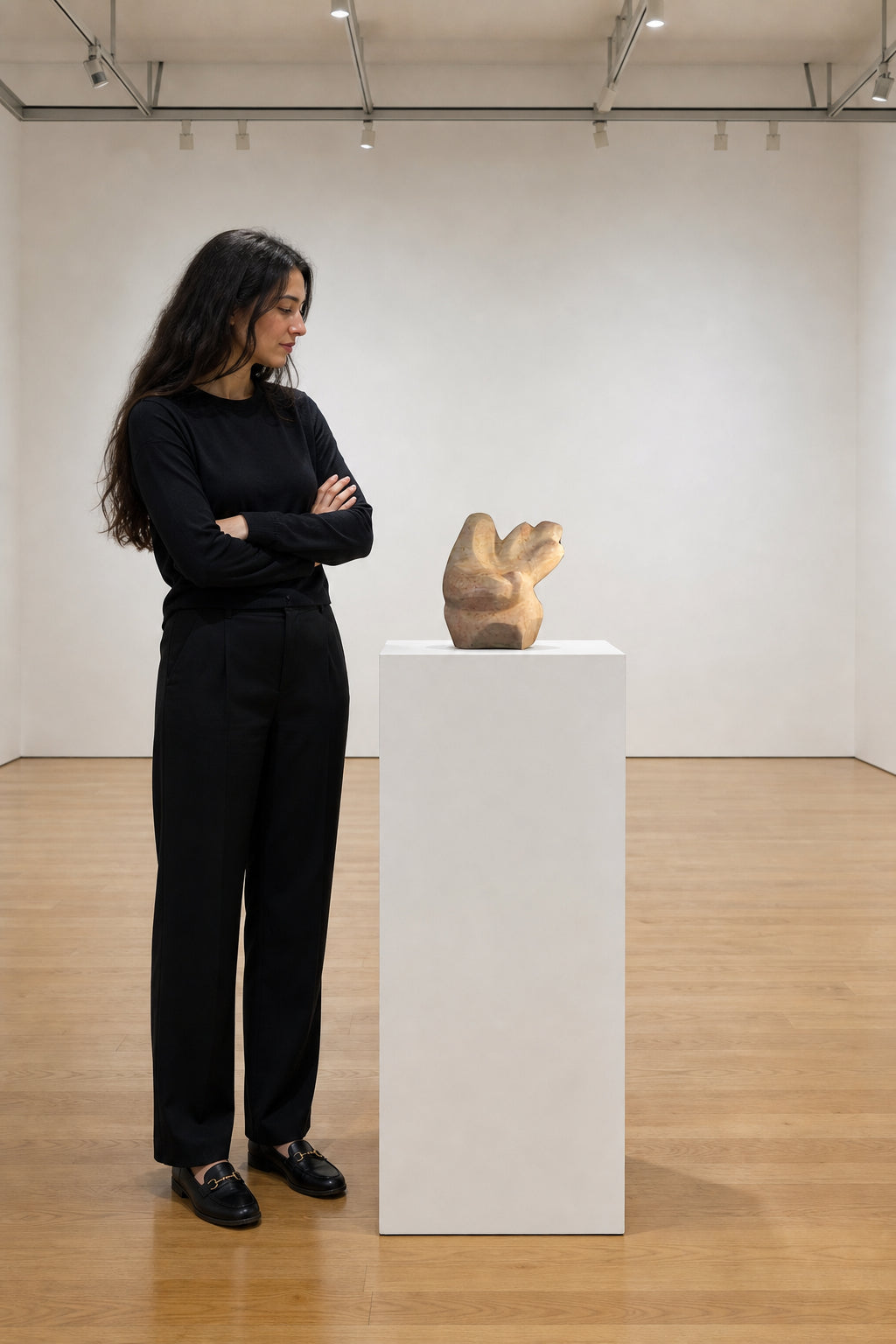 Abstract Marble Figure in Prayer Pose - shown to scale