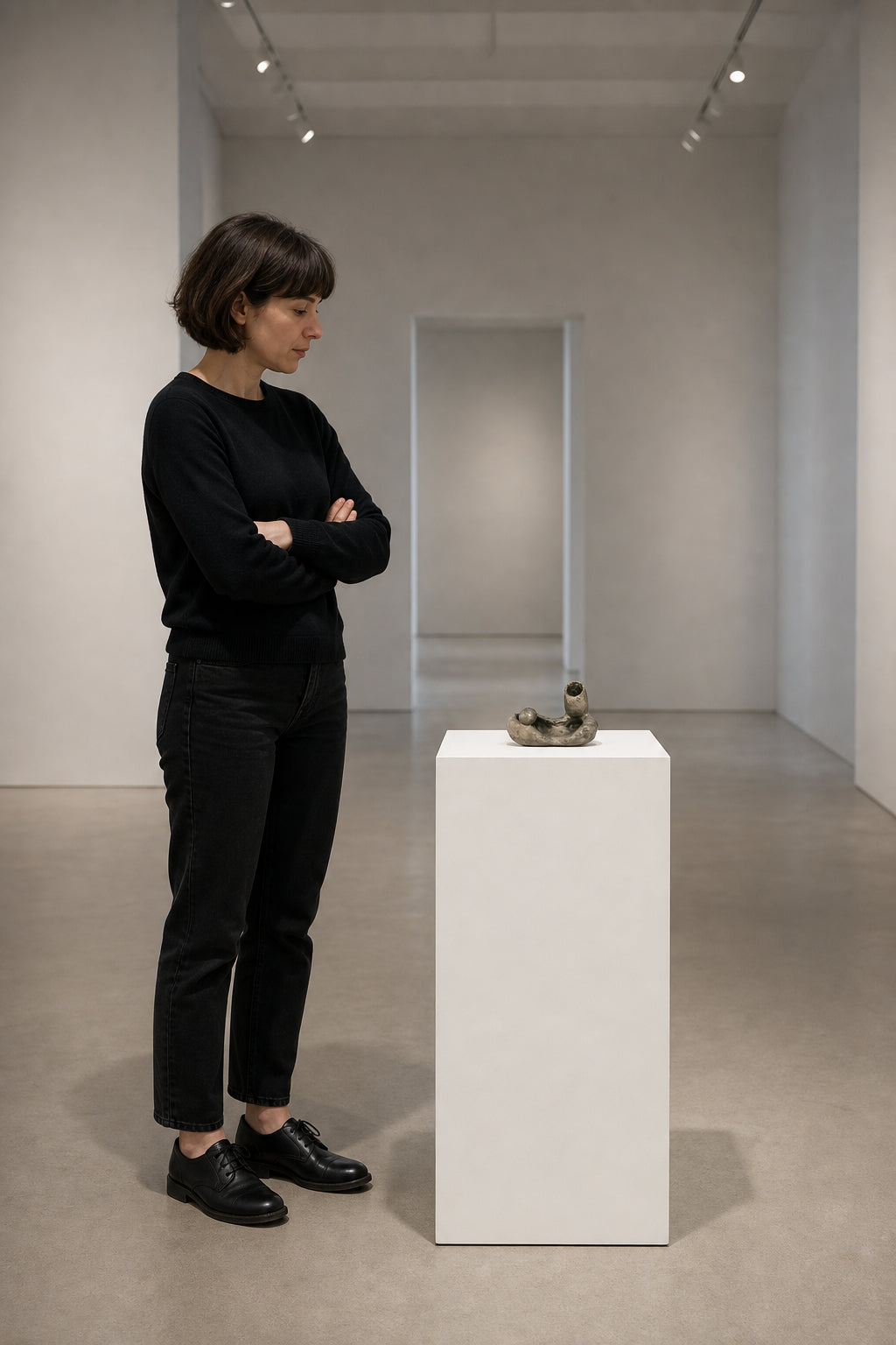 Abstract Figure with Sphere Sculpture - shown to scale
