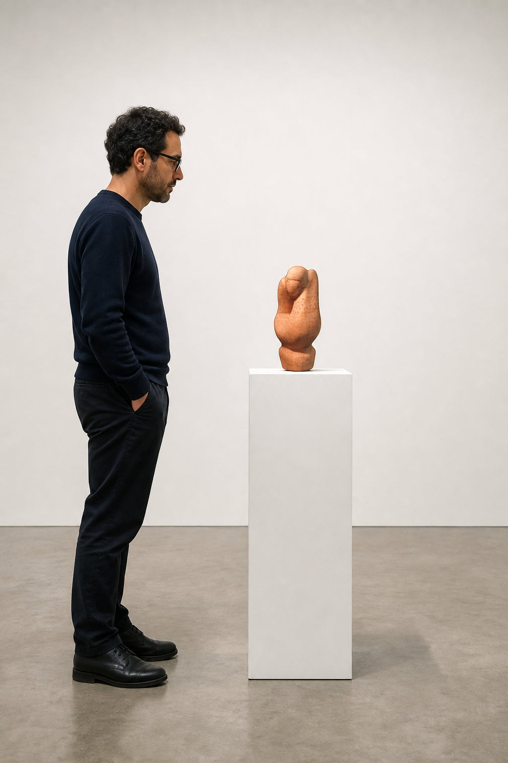 Clenched Hand Marble Sculpture - shown to scale