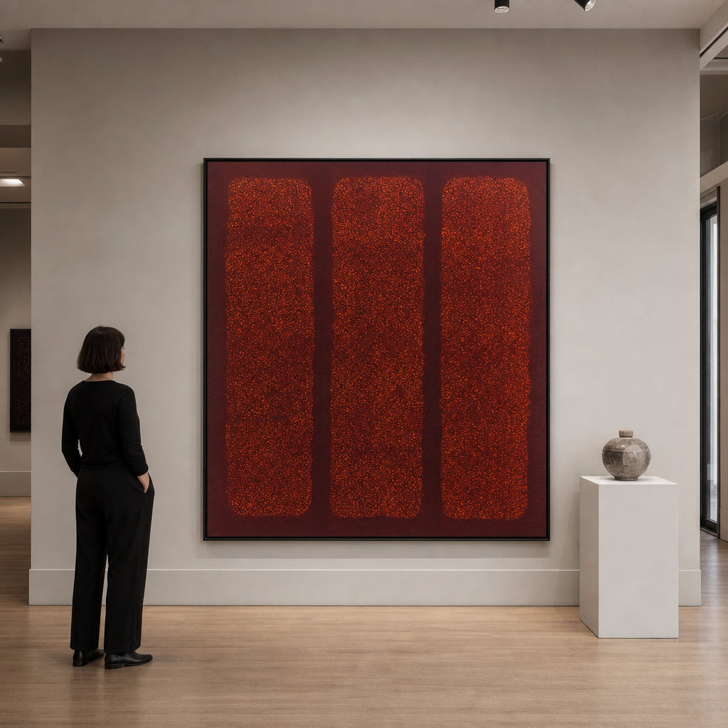 Three Vertical Orange Textured Columns - shown to scale