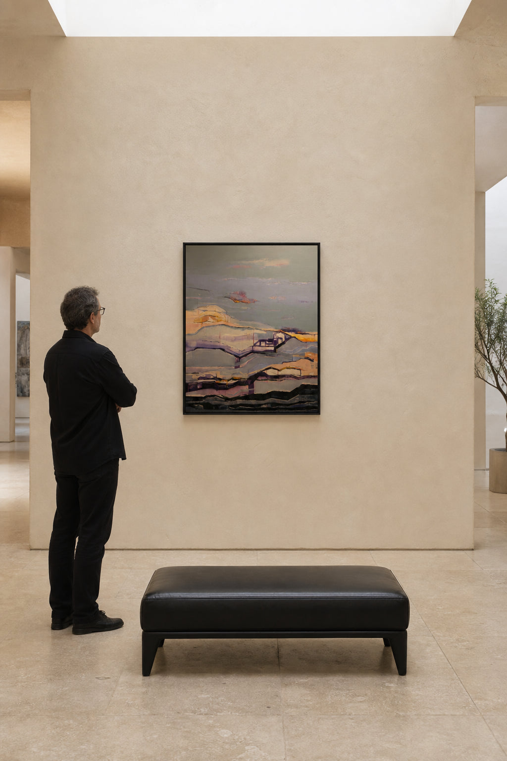 Abstract Layered Landscape at Dusk - shown to scale
