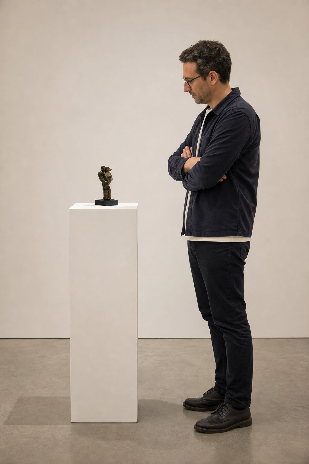 Two Figures Embracing Bronze Sculpture - shown to scale