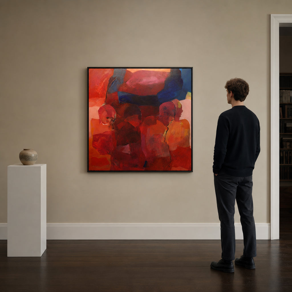 Abstract Figures in Red and Blue - shown to scale