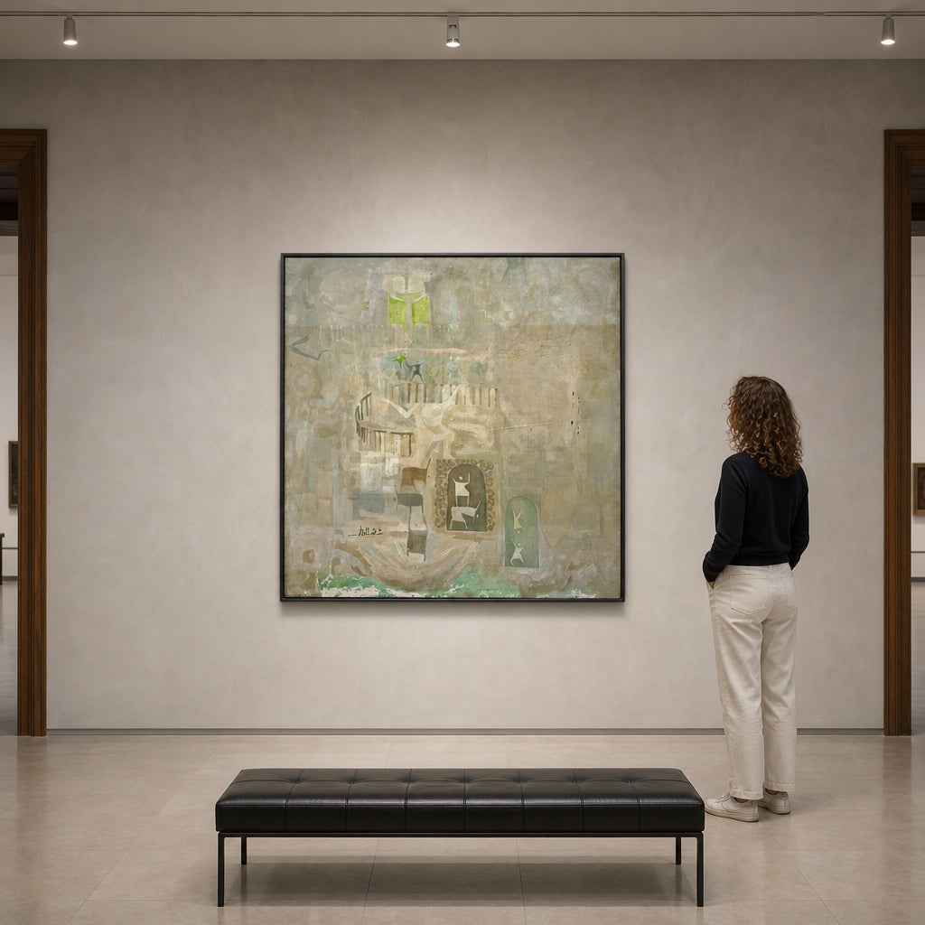 Figures and Archways in Layered Scene - shown to scale