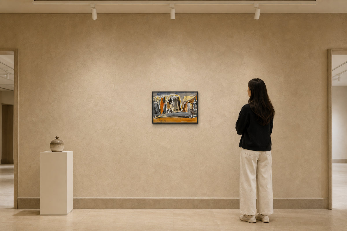 Abstract Rocky Landscape in Orange and Grey - shown to scale