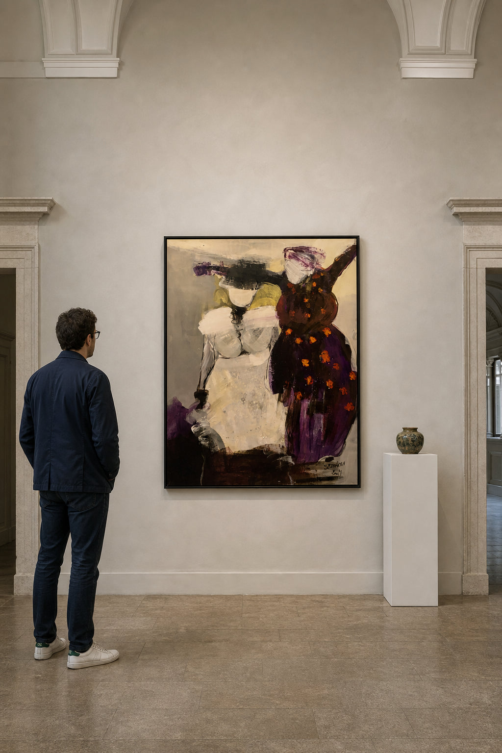 Two Women in Expressive Dress - shown to scale
