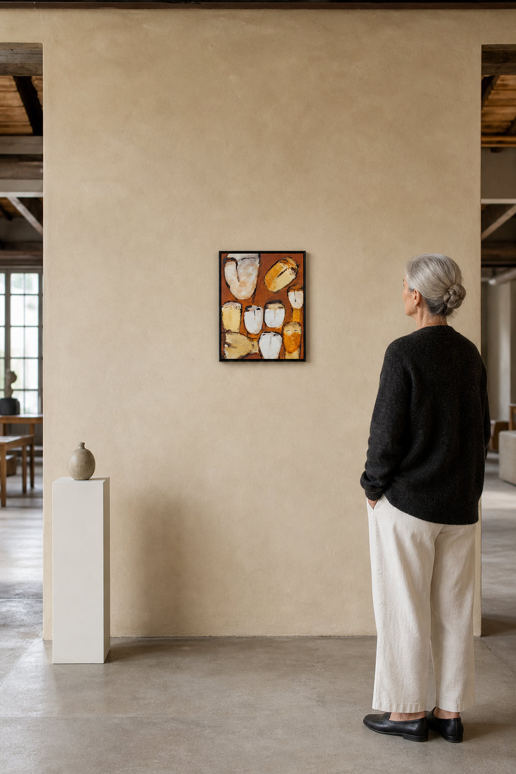 Abstract Figures on Brown Background - shown to scale