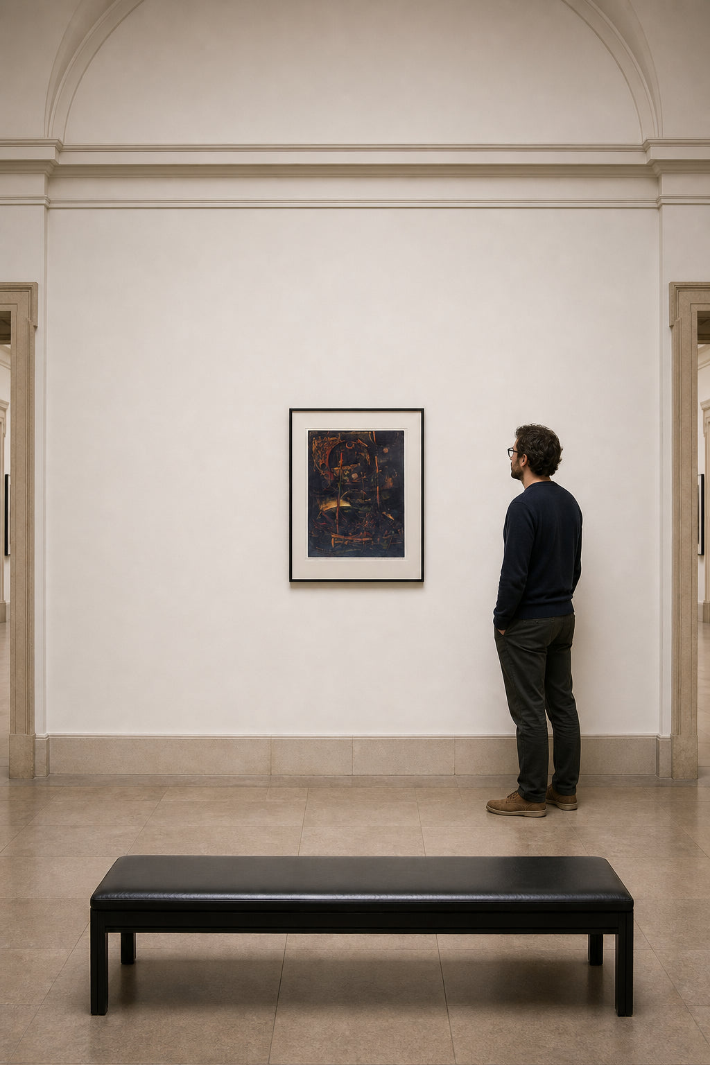 Dark Abstract Forms with Circular Arches - shown to scale