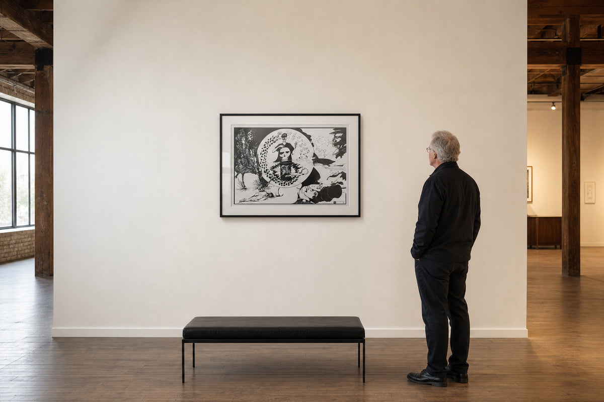 Surreal Figures Skull and Birds Scene - shown to scale