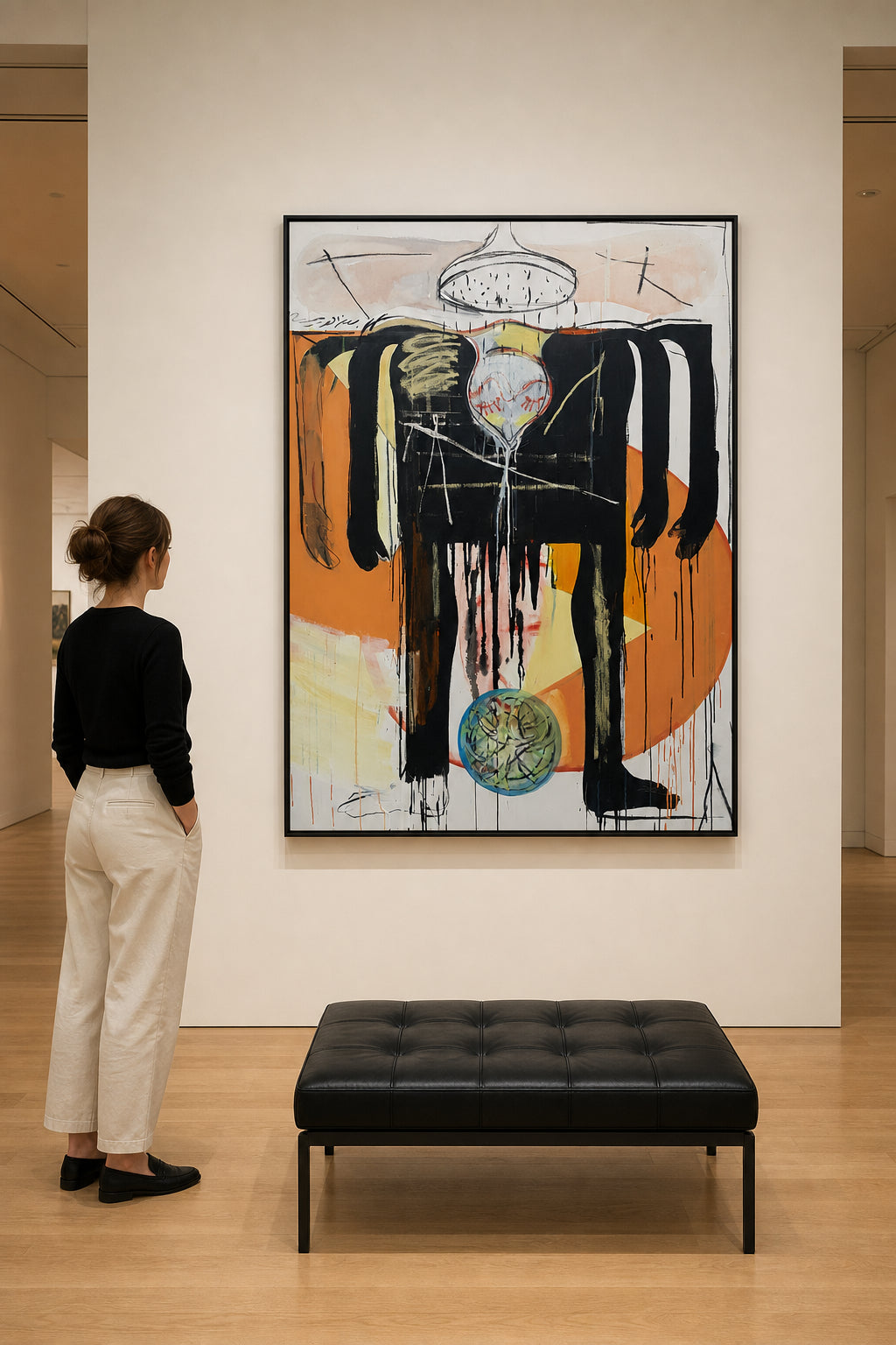 Abstract Figure with Dripping Black Forms - shown to scale