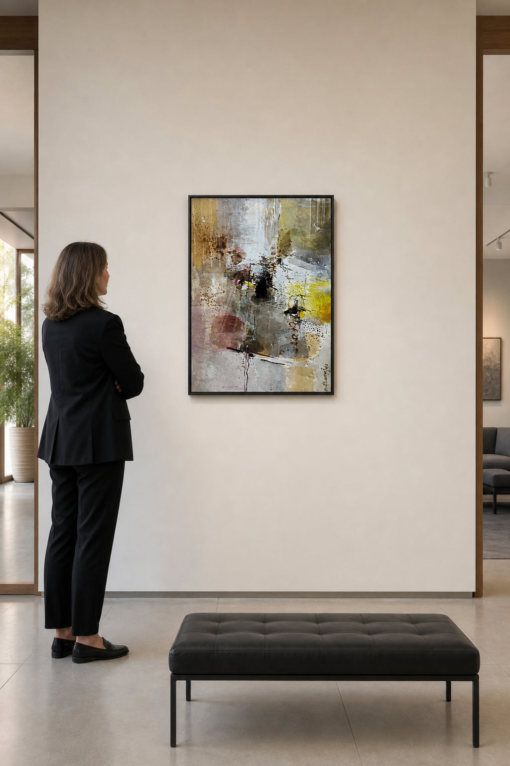 Abstract Splatter in Muted Tones - shown to scale