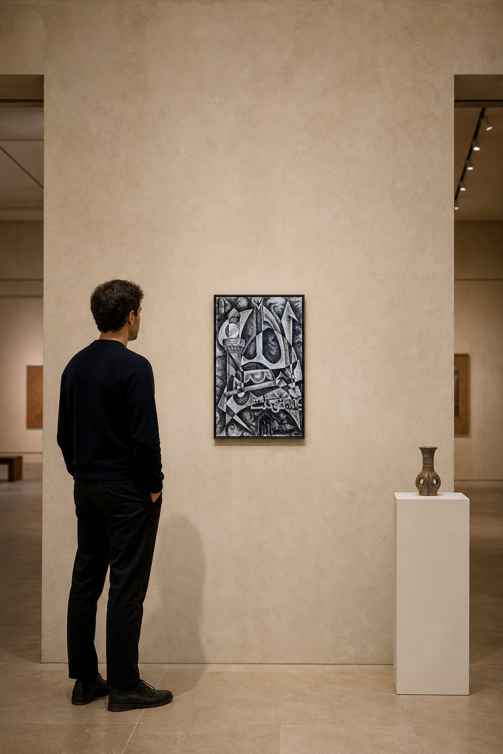 Abstract Arabic Calligraphy Geometric Sketch - shown to scale