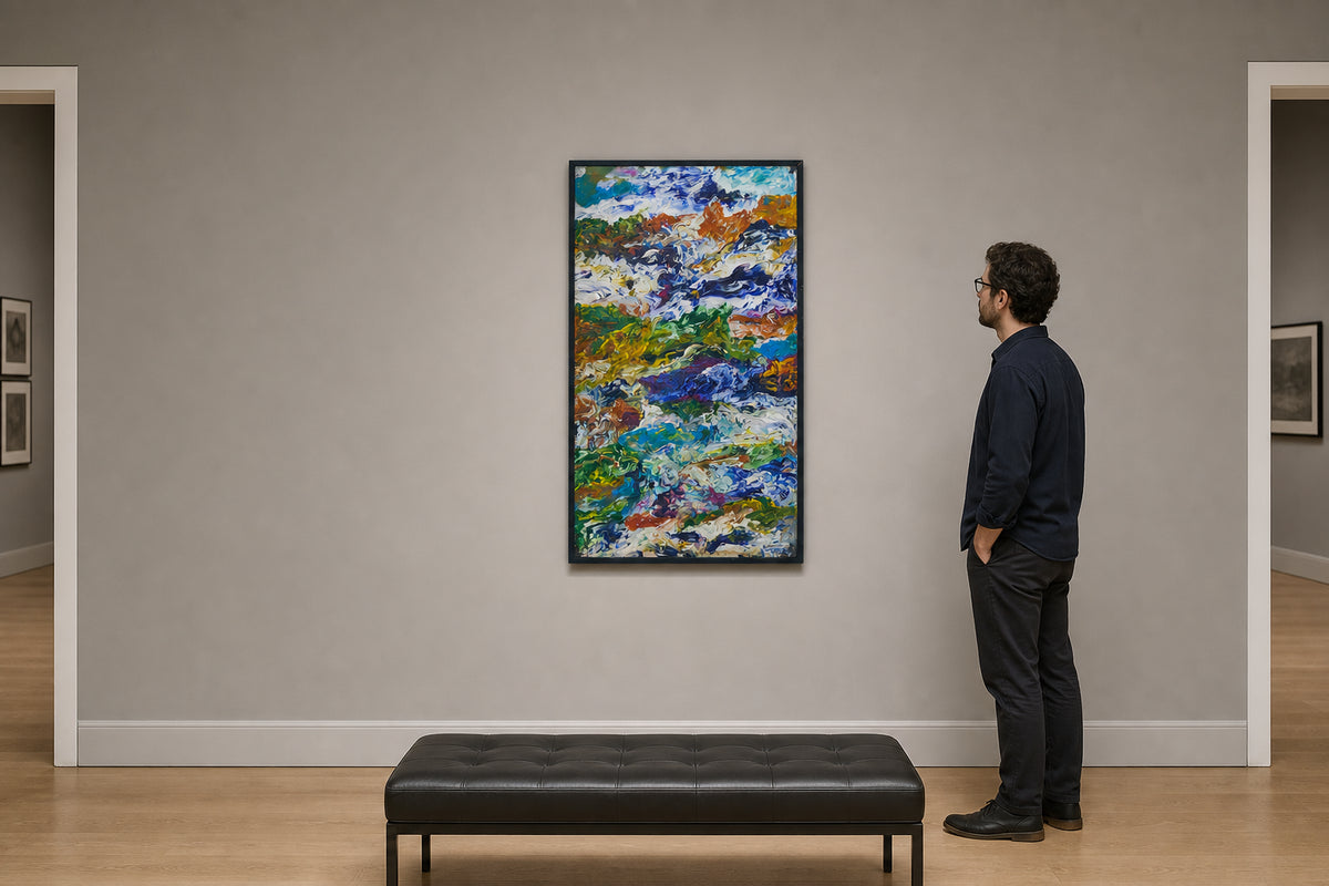 Swirling Colourful Abstract Landscape - shown to scale