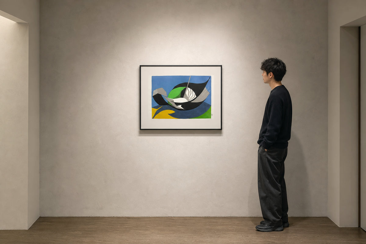 Abstract Black Green Blue Geometric Forms - shown to scale
