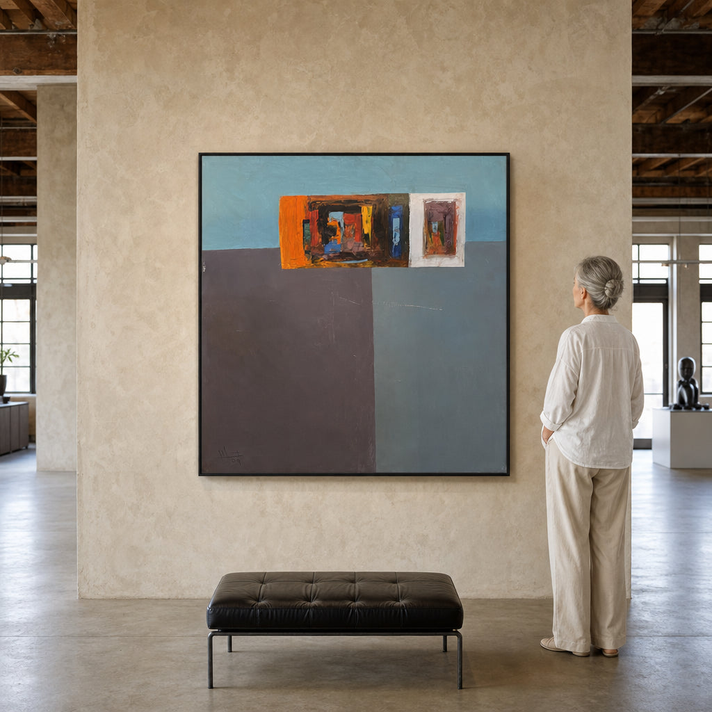 Abstract Architectural Forms on Grey Blue - shown to scale