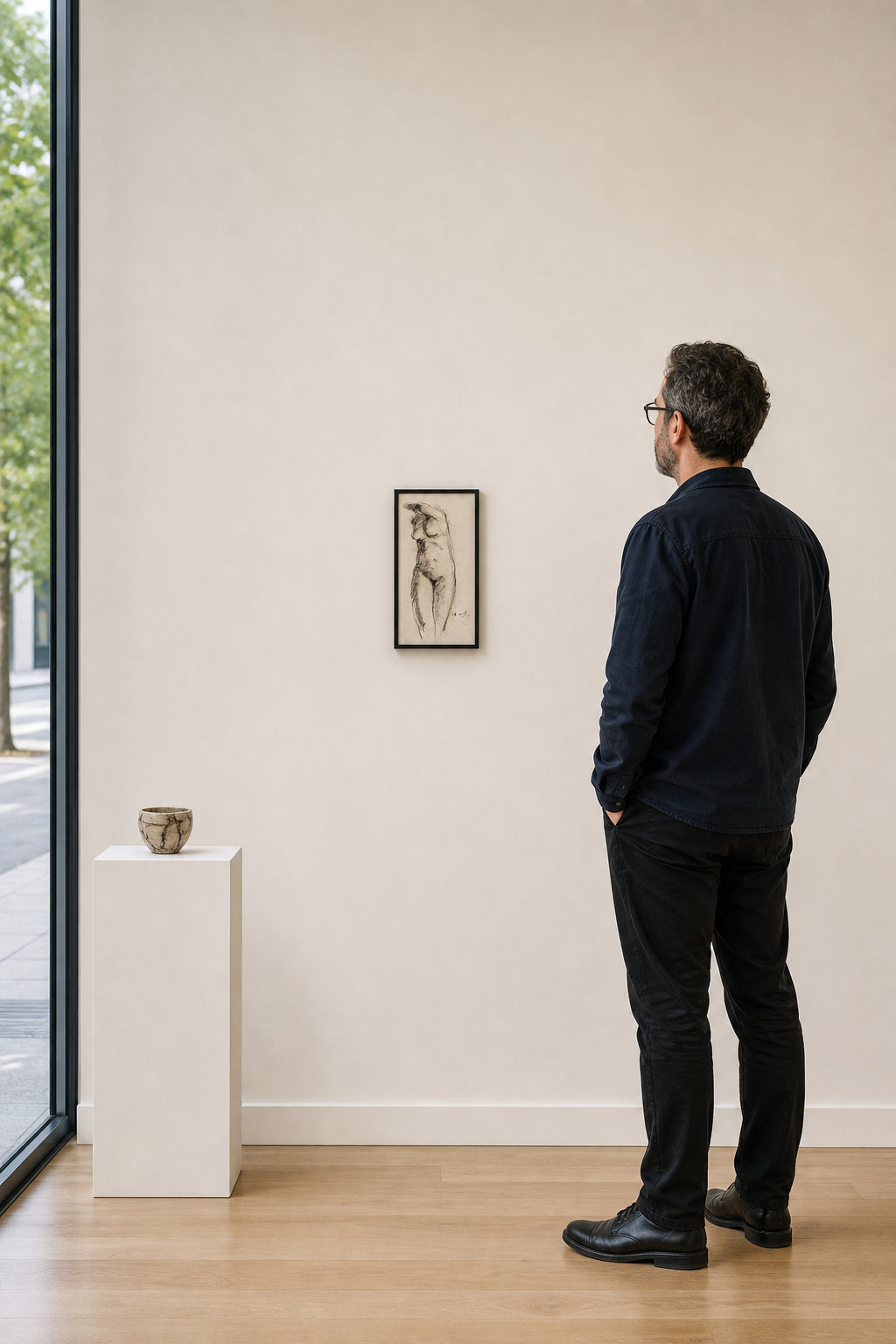 Standing Female Nude Figure Study - shown to scale