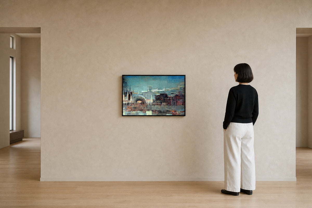 Abstract Urban Cityscape with Arch - shown to scale