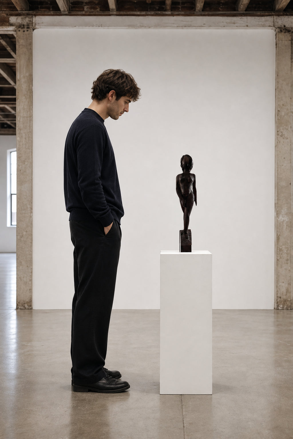 Standing Female Figure Bronze Sculpture - shown to scale
