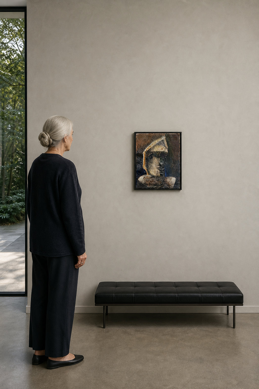 Fragmented Female Portrait with Hat - shown to scale