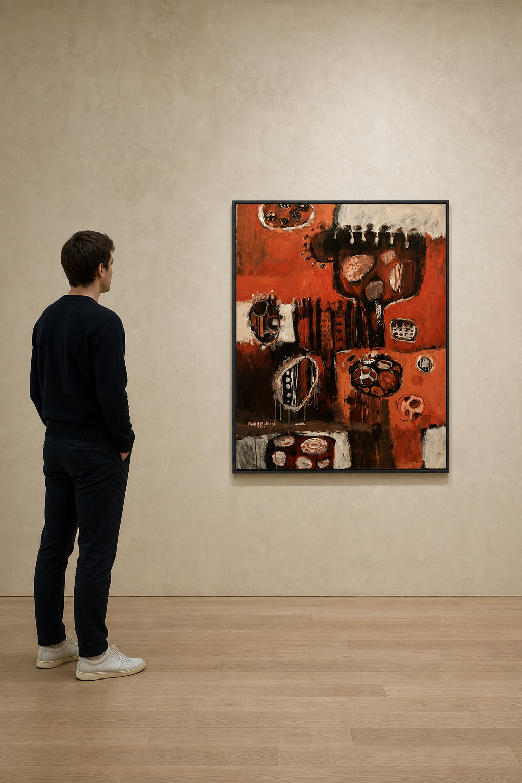 Abstract Red Forms and Black Shapes - shown to scale